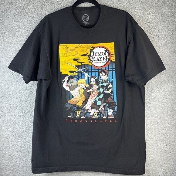 Demon Slayer Shirt Men's XL Black Fight Muzan Graphic Kimetsu no Yaiba T-Shirt - Picture 2 of 8